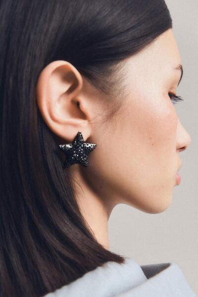 Bershka Parıltılı yıldız küpeler