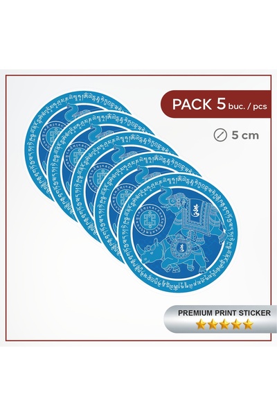 Feng Shui Blue Elephant and Rhinoceros Sticker for the year 2026 – 5 cm - 5 pcs
