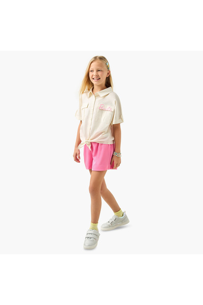 mattel Barbie Print Shirt with Pockets and Short Sleeves
