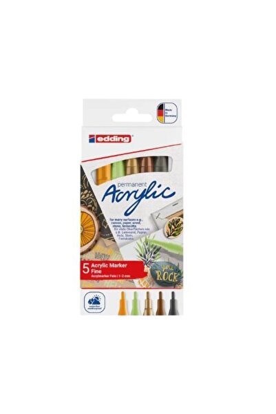 Edding 5300 Acrylic Marker Set of 5, Nature Colors, 5 Acrylic Paint Pen Set, ...