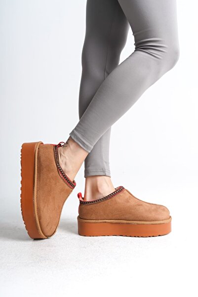 Joy Ayakkabı Γυναικείες μπότες LEILA χωρίς κορδόνια, επίπεδη και χοντρή σόλα με γούνα εσωτερικά, κοντές σουέτ - Μαύρες