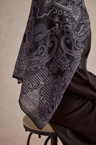 Qef Cotton Shawl Shadow Dark Purple