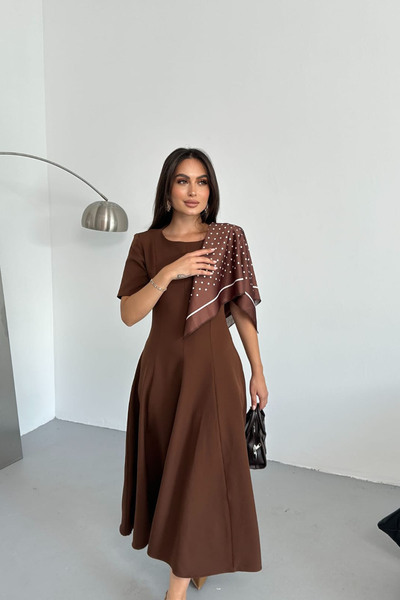 Neşeli Butik Women A-Line Short Sleeve Midi Length Casual Dress Nbnp018