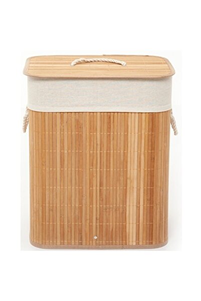 AB HOMES Bamboo Laundry Basket with Lid and Removable Textile Bag, 72L (40x30...