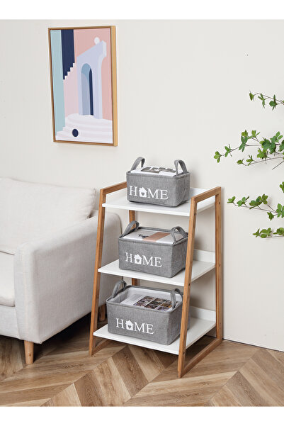 Lawazim Storage Basket Set 3 Piece - Printed Letter Design Multi-Use Organizing Home Baskets