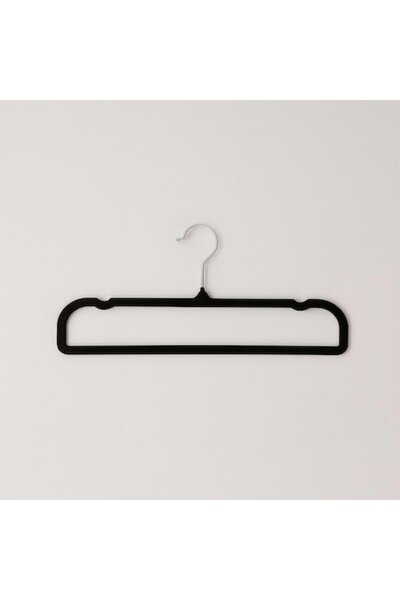 AB HOMES Set de 10 umerașe pentru pantaloni din catifea, negre, 36x16 cm – an...