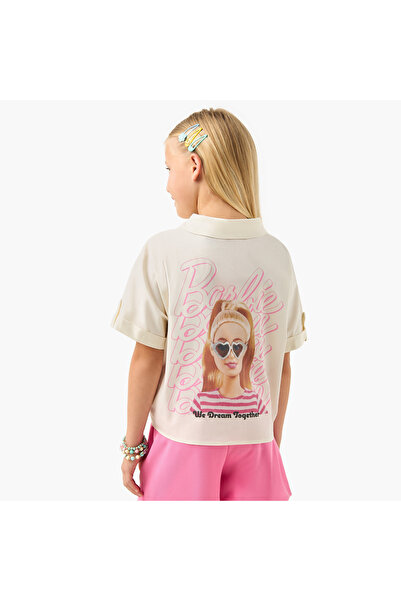 mattel Barbie Print Shirt with Pockets and Short Sleeves