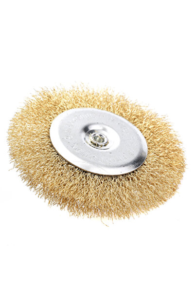 Lawazim فرشاة سلكية مقاس 4 بوصات - عجلة نحاسية مسطحة لإزالة الصدأ وتنظيف المع...
