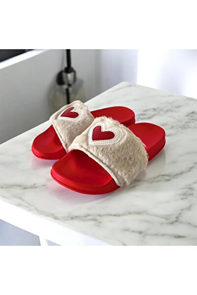 FURIA SHOES Feathered Red Girl's Slippers