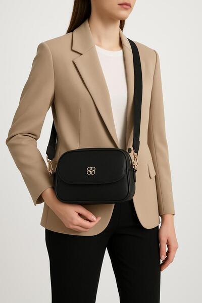 AVCA Women's Black Multi-Compartment Faux Leather Classic Hand Shoulder Bag