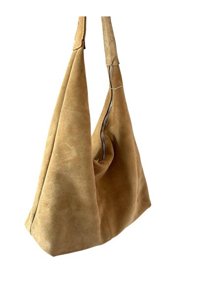 BH Kadın Süet Çift Fermuarlı Astarlı Torba Çanta