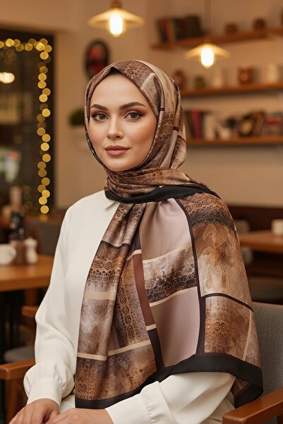 AFVENTE Μωσαϊκό μοτίβο Σκούρο ροζ βαμβακερό σάλι