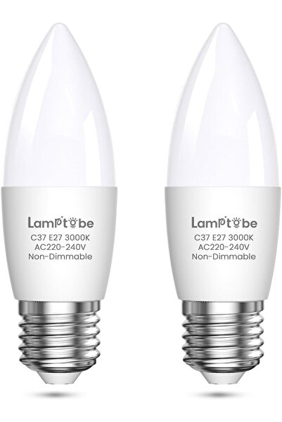 Generic Lamptobe E27 Edison Screw LED Candle Bulb C37 7W (60W Equivalent) Warm White 3000K, Non-Dimmable, Pa