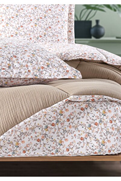 Evim Andy Timeless 100% Cotton 4 Layer Muslin Comfort Sleeping Set Double Size Beige 195X215 cm