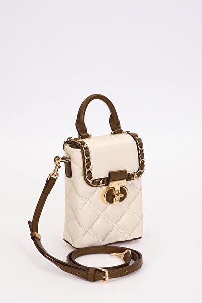 Levidor Stylish Women's Phone Bag with Quilted Embroidery and Chain Knit Detail, Hand and Shoulder Use Lv930584