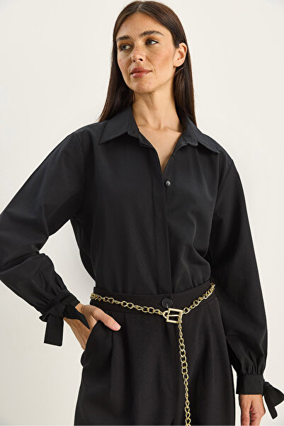 Bianco Lucci Women's Cuff Detailed Poplin Shirt 2153 60283763