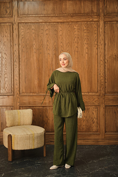 LOCCO Women's Corded Fabric Two-Piece Suit Khaki Green