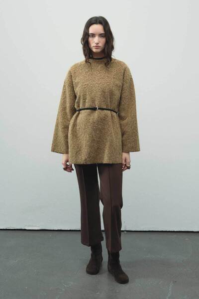 Hooopstore Πουλόβερ με υφή μελανζέ σε καφέ γαλακτώδη χρώμα