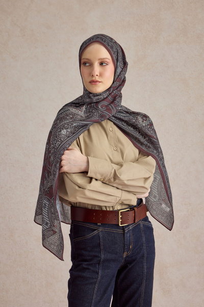 Qef Cotton Shawl Shadow Plum