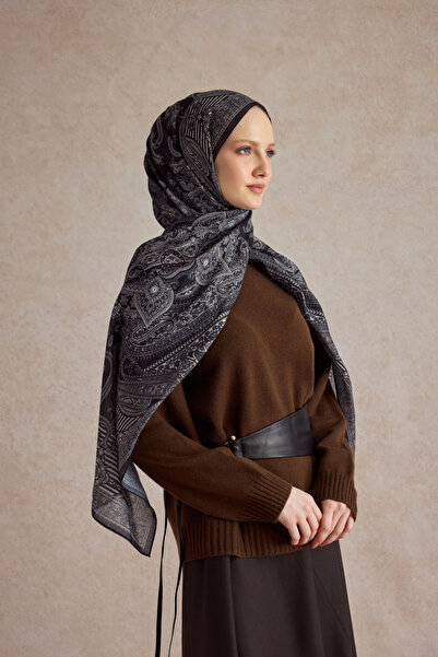 Qef Cotton Shawl Shadow Black