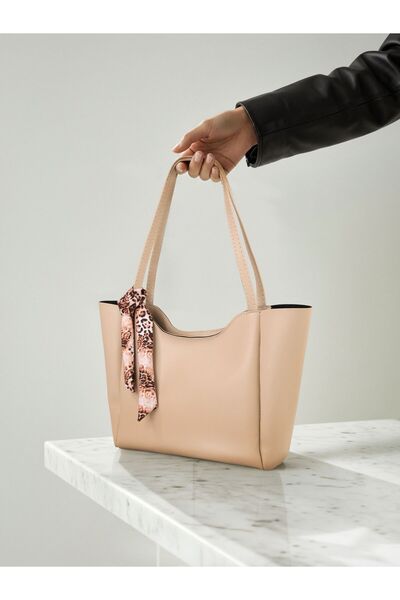 Kontes Women's Scarf Gift Shopper Hand and Shoulder Bag with Zipper and Snap Closure