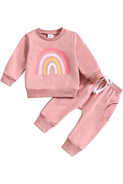 JiAmy 2-Piece Sweatshirt and Pants Set for Baby Girls Pullover Long Sleeve 6 -12 Months