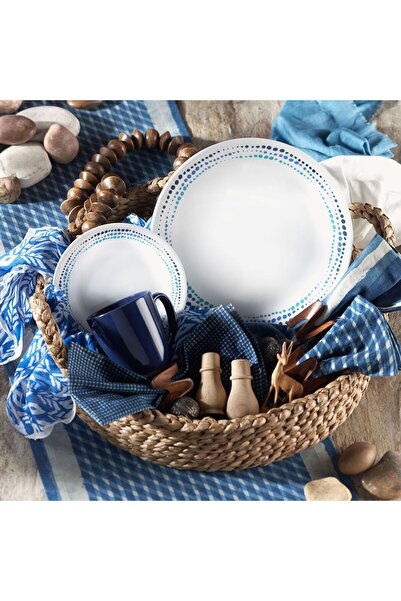 Corelle Ocean Blue 16-Piece Dinnerware Set – Durable, Lightweight & Chip-Resistant