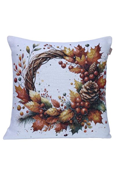 Believe ДЕКОРАТИВНА ВЪЗГЛАВНИЦА С ЕСЕНЕН ВЕНЕЦ, ЖАКАРДОВА ТЪКАНА ГОБЛЕНА, С Б...