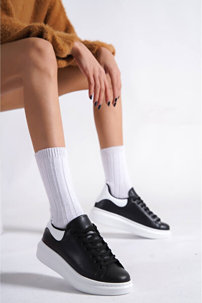 TRENDELLA Samira White Detailed Black Sneakers