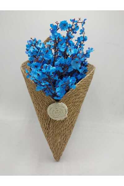 Ebruli hediyelik Ornament de perete din paie, floare suspendată și floare de cireș realistă, ornament decorativ de perete