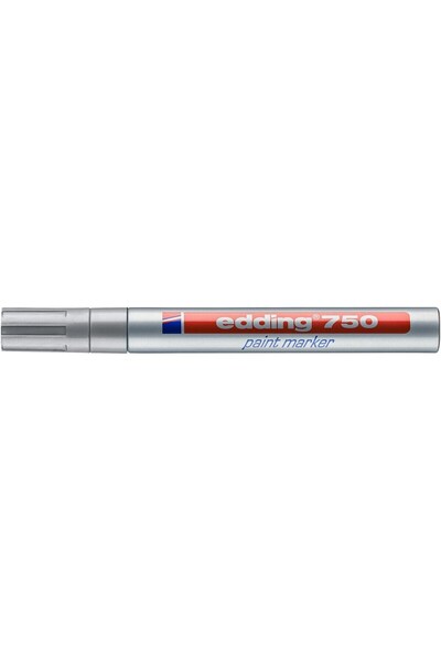Edding 750 tam örtücü boya kalemi - gümüş - 1 kalem - yuvarlak uçlu 2-4 mm