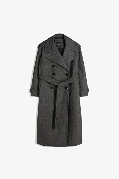 Bershka Oversize yünlü trençkot