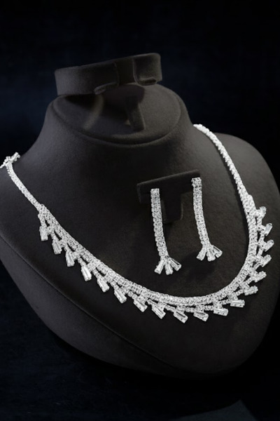 OSMANLI GÜMÜŞ Women's Bijouterie Necklace and Earring Set - Amara Model Bague...