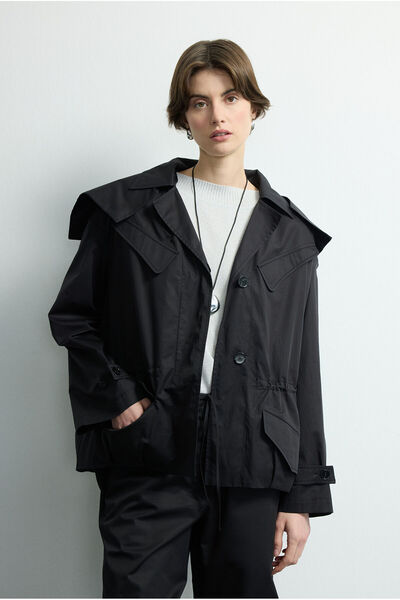 Love My Body Moda Tutkusu Kapüşonlu Cepli Trençkot