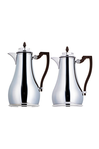 ALSAIF Shaden Coffee and Tea Thermos Set, 2 Pieces, by Al Saif / Elegant Design to Suit All Tastes - 1.0/0.75 Liter - Wooden Chrome