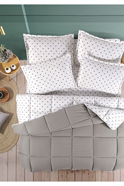 Monolisse Lovely Timeless 100% Cotton 4 Layer Muslin Comfort Sleeping Set Double Size Gray 195X215 cm