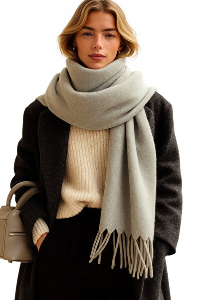 CapZone Women's Soft Tassel Scarf |   Thick Winter Soft Shawl Gray