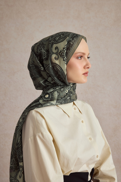 Qef Cotton Shawl Shadow Khaki Green