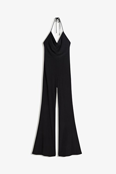 Bershka Long bell bottom jumpsuit with straps