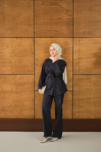 LOCCO Жіночий комплект з джинсової тканини з каменем, синій