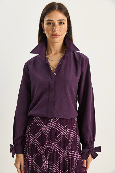 Bianco Lucci Women's Cuff Detailed Poplin Shirt 2153 60283763