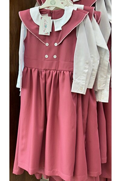 La reina petite Pink elementary school uniform, one piece, attached to a white shirt