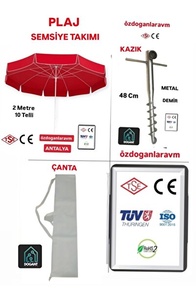 dogant özdoğanlar avm Kırmızı Plaj Deniz Şemsiyesi Seti