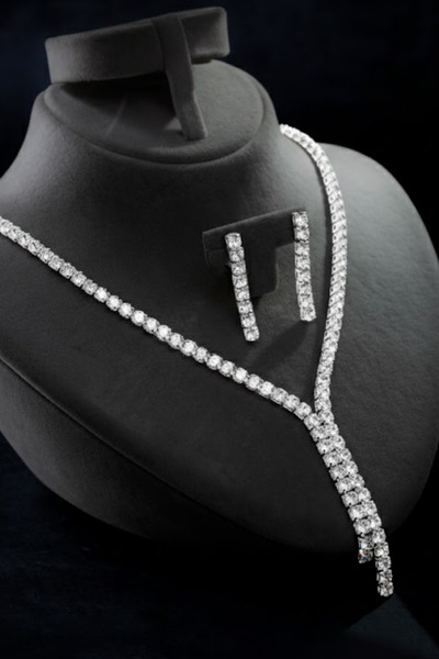 OSMANLI GÜMÜŞ Women's Bijouterie Necklace and Earring Set - Vera Model Baguet...