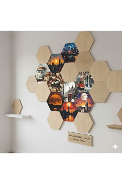 kids town Modüler Hexagon Fotoğraf Paneli | Duvar Kolajı & Dekorasyon Seti 20...