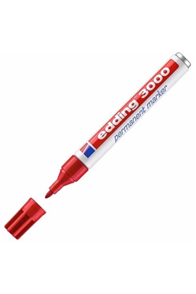 Edding 3000 Permanent Markers Red - 10 Pens - 1.5-3 mm Round Tip