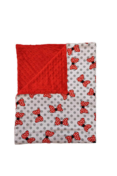 Atelier Broderie Carla Pătură pentru bebeluși cu fundițe Minnie și minky (roșu)