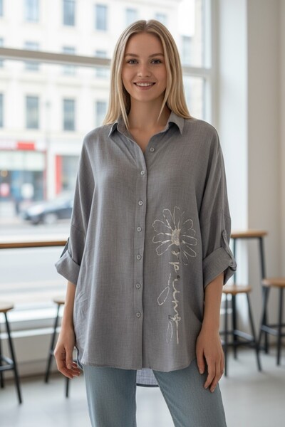 SEAY ITALY Kolu Apoletli Baskılı Gömlek