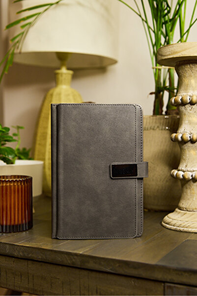 locko Kişiye Özel Gri Kartvizitlikli Vegan Deri Metal Mıknatıslı Kilitli 224 ...