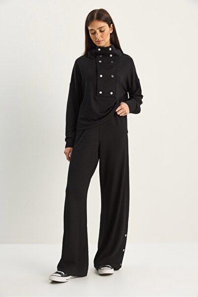 Bianco Lucci Women's Mock Neck Snap Detailed Modal Bottom-Top Set 4046 60283775